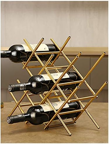 BOCbco Tabletop Wine Rack Rose Gold Iron Art Holds 13 Bottles
