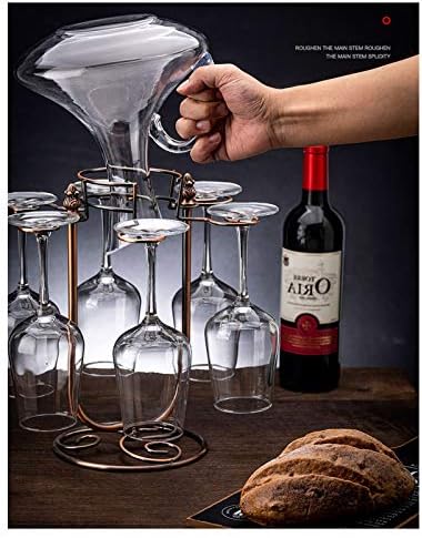 Premium Freestanding Wine Rack Holds 6 Glasses 1 Decanter