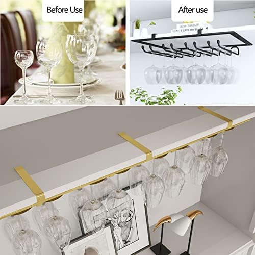 Suuim Metal Hanging Wine Glass Holder Black 40x23cm
