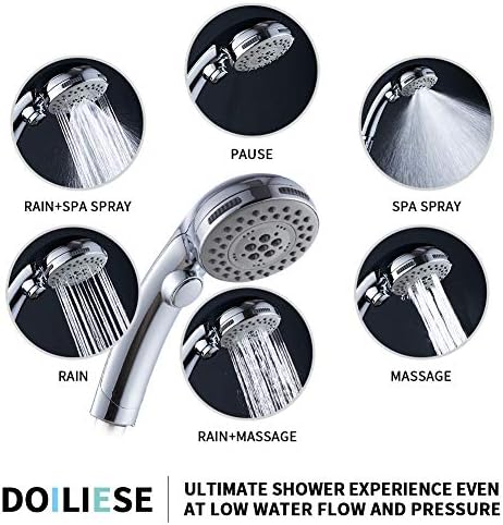 DOILIESE 6-Setting Massage Handheld Shower Head with Pause and Spa Spray - Chrome