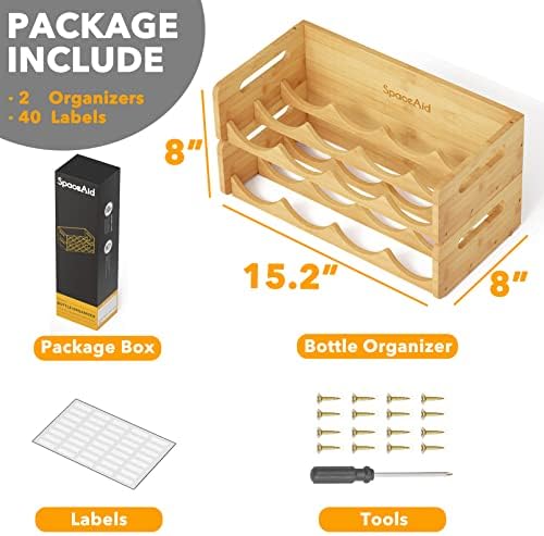 SpaceAid Bamboo Water Bottle Organizer 2 Pack 4-Slot 1