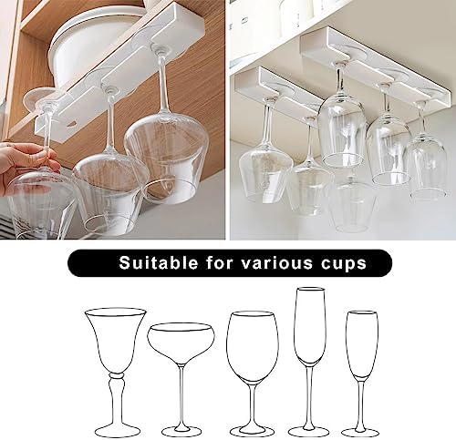 AQJUNONG 2 Pack Wine Glass Holder No Drilling Under Cabinet Rack 1