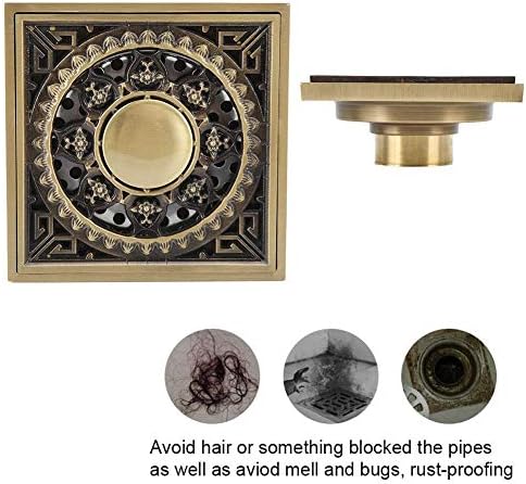 Yosoo Antique Brass Drain with Flower Carving