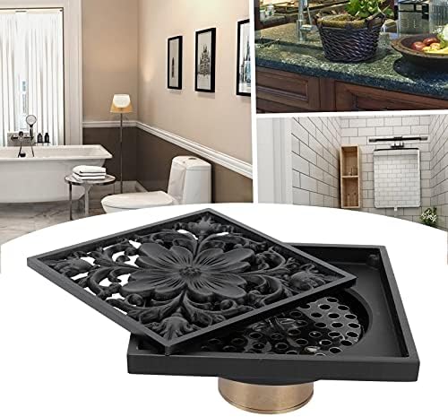 Antique Black Square Floor Drain with Strainer
