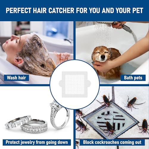 Qeke Disposable Hair Catcher Shower Drain Stickers 50 Pack 41 Inch Square