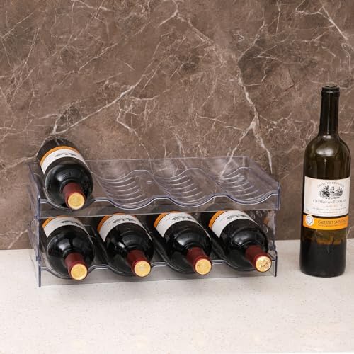 Clear Water Bottle Organizer with 4 Tiers Stackable Design