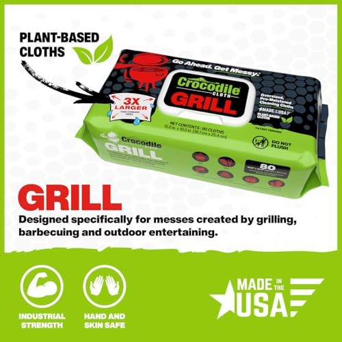 Crocodile Cloth Grill - 80 Pre-Moistened Plant-Based Wipes