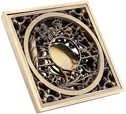 Tomotato Square Drain Strainer Antique Brass 10cm Drain Cover