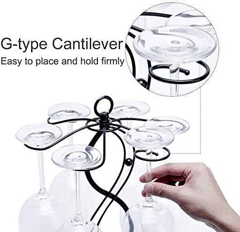 FOMANSH Countertop Wine Glass Holder with 6 Hooks Black 1