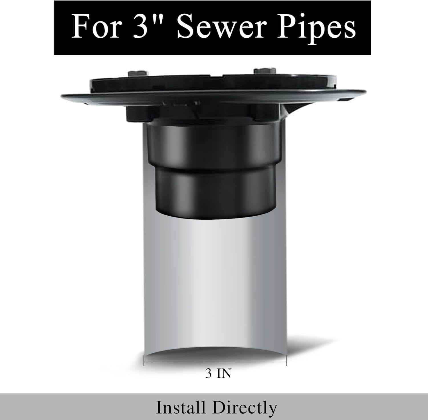 4 Inch Square Shower Drain with Flange and Hair Strainer