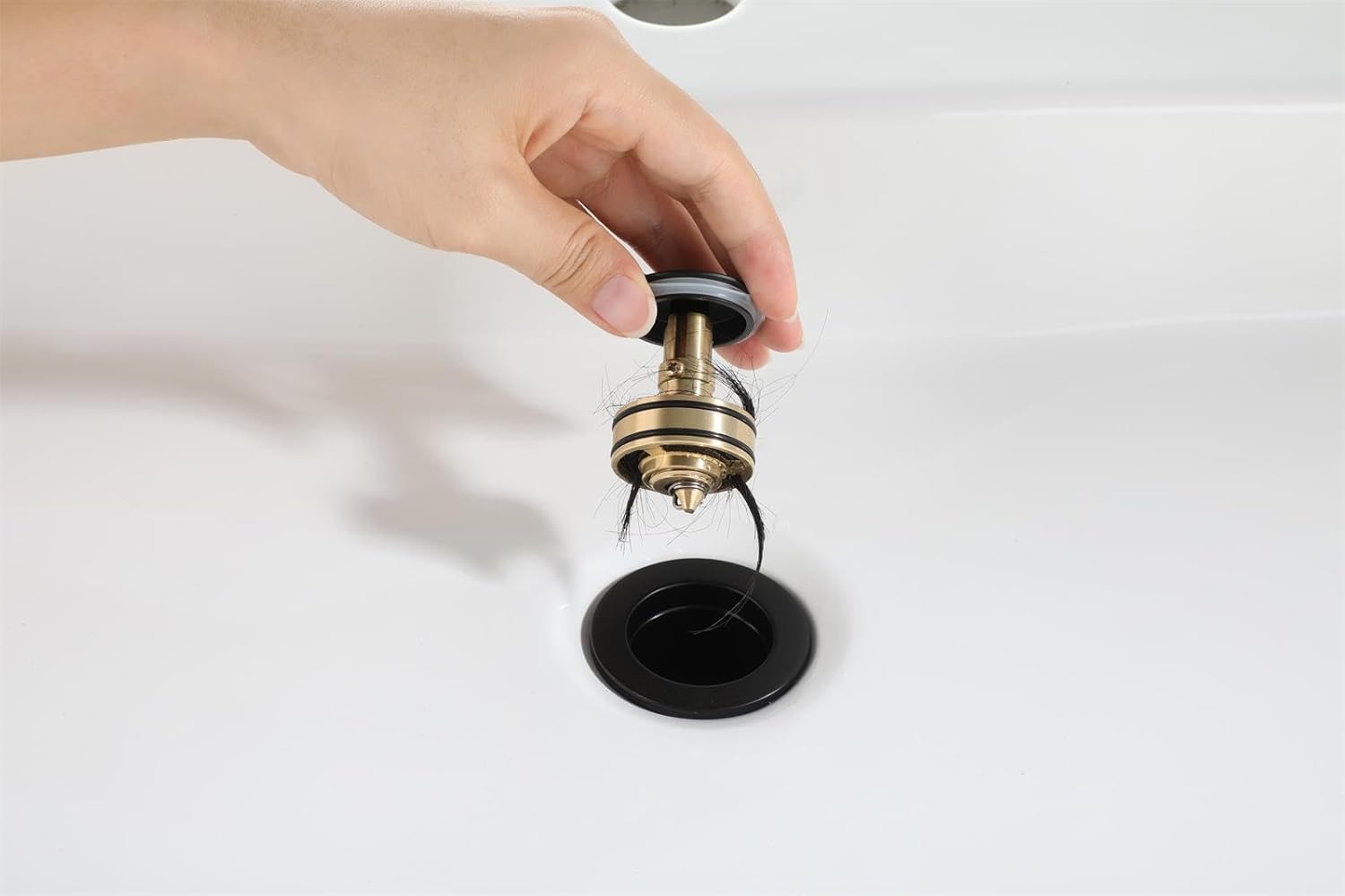 PARLOS Pop Up Sink Drain Stopper Matte Black
