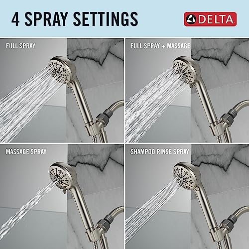 Delta 4-Spray Handheld Shower Head with Hose Brushed Nickel 75413SN