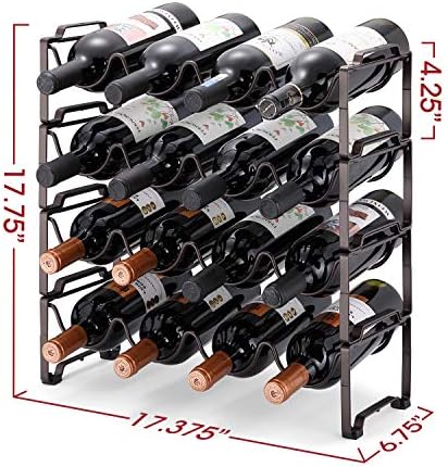 Simple Trending 4-Tier Wine Rack with 16 Bottle Capacity Bronze Finish