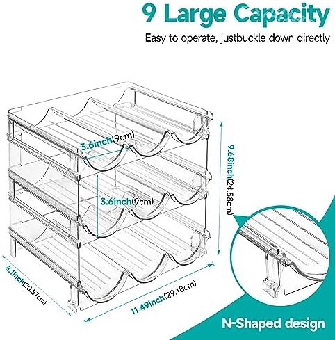 3 Pack Stackable Water Bottle Storage Rack for Kitchen Fridge