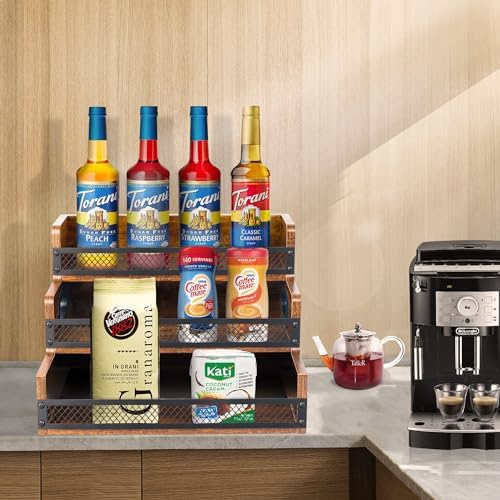 Alyoen 3 Tier Liquor Wine Rack with Fences Handles