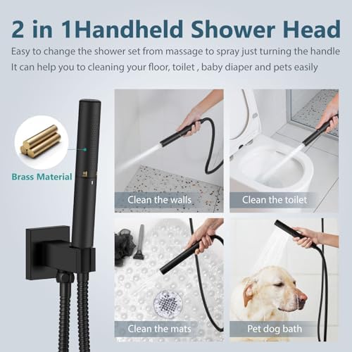 Aolemi Ceiling Mount Shower System with Rainfall Head and Handheld