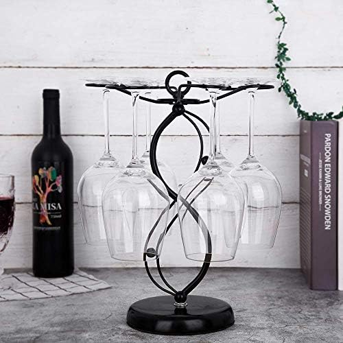 FOMANSH Countertop Wine Glass Holder with 6 Hooks Black 1
