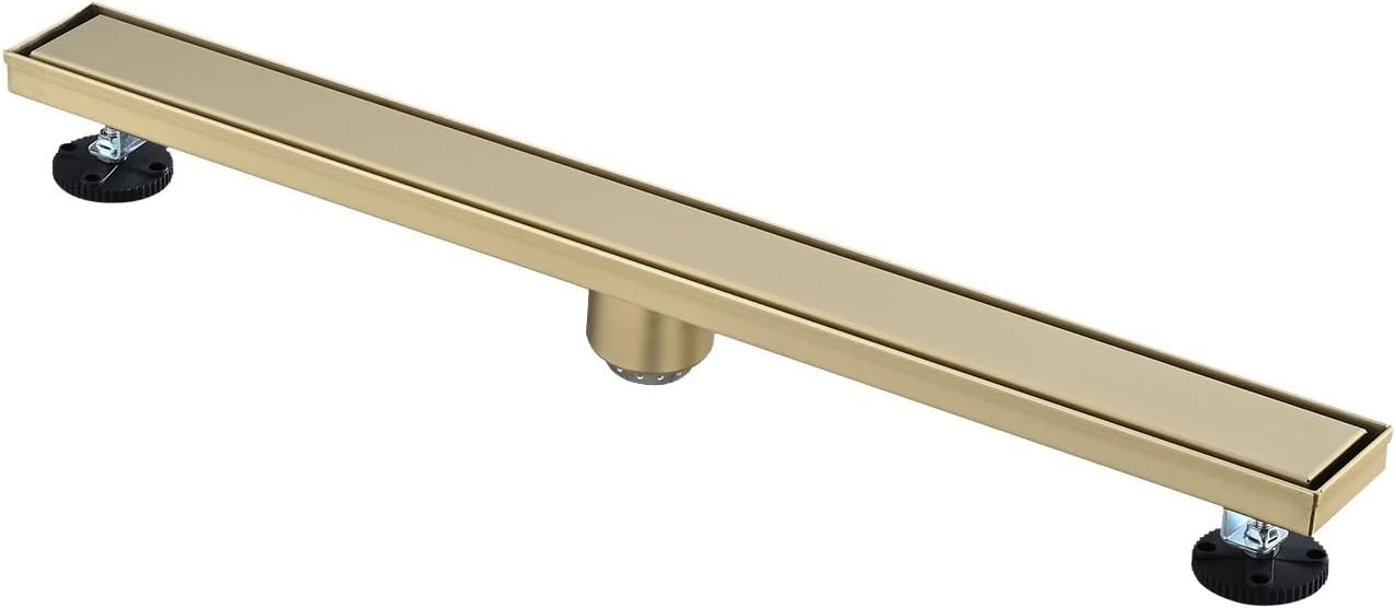Strawberry Fairy 30-Inch Linear Shower Drain with Hair Strainer and Leveling Feet