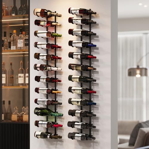 JKsmart 24 Bottles Wall Wine Rack - Matte Black Adjustable