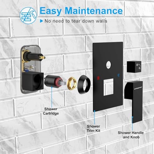 EMBATHER Black Rainhead Shower System Set