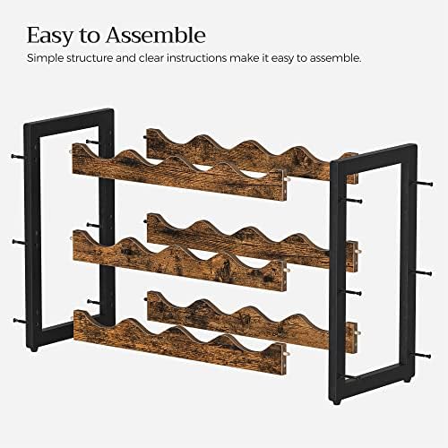 SONGMICS Tabletop Wine Rack 3 Tier 12 Bottle Storage