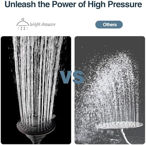 BRIGHT SHOWERS High Pressure Rain Showerhead with 5 Spray Settings