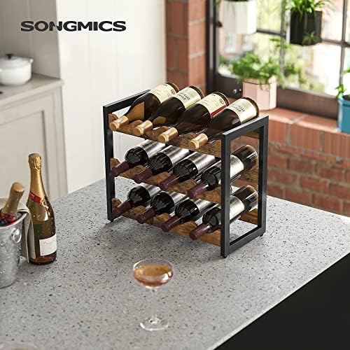 SONGMICS Tabletop Wine Rack 3 Tier 12 Bottle Storage