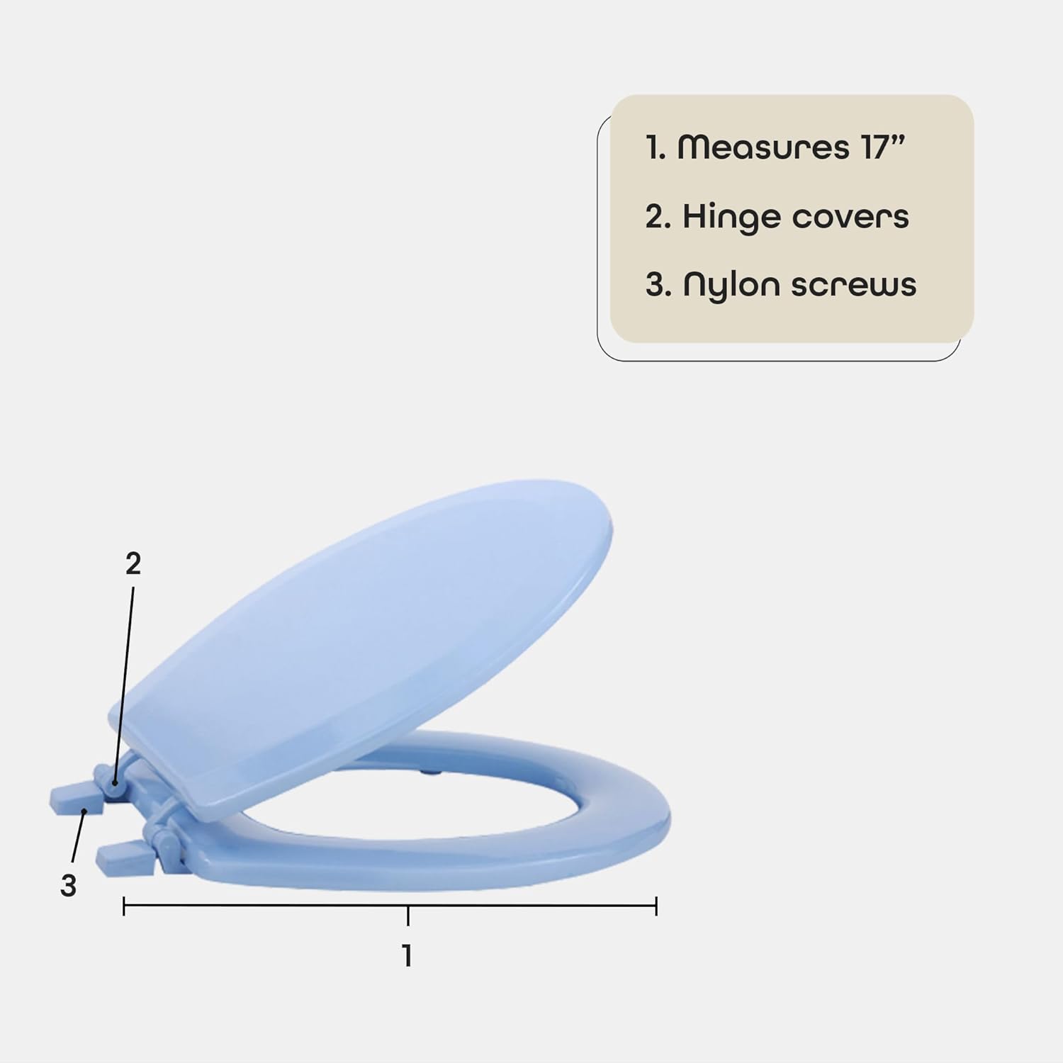 Standard Wood Toilet Seat in Light Blue 17 Inch