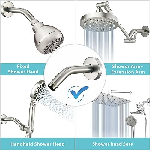 Nuodan 6 Inch Shower Arm with Flange Brushed Nickel 1