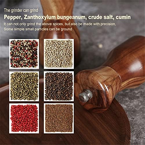 Wooden Pepper and Salt Grinder Set with Hand Crank Holder
