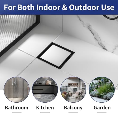 Bernkot Square Shower Drain 6 with 2 PVC Flange Base