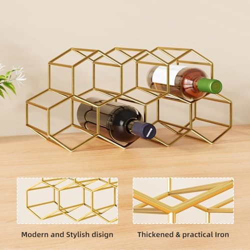 Urban Deco Small Gold Wine Rack 9 Bottle Holder