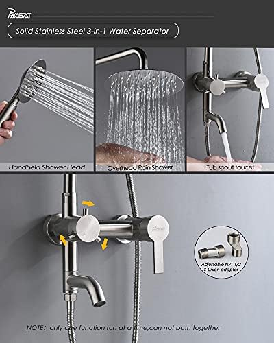 PHASAT 3 Functions Stainless Steel Shower System with Rainfall Head