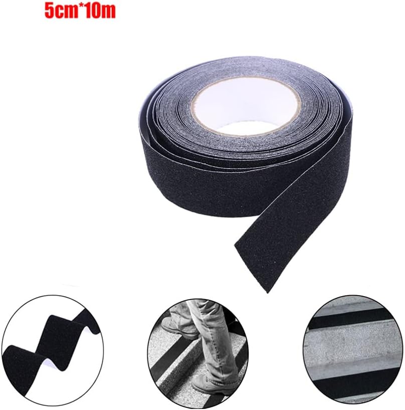 ULTECHNOVO Black Anti-Slip Tape 5cm x 10m Durable Safety Warning Tape