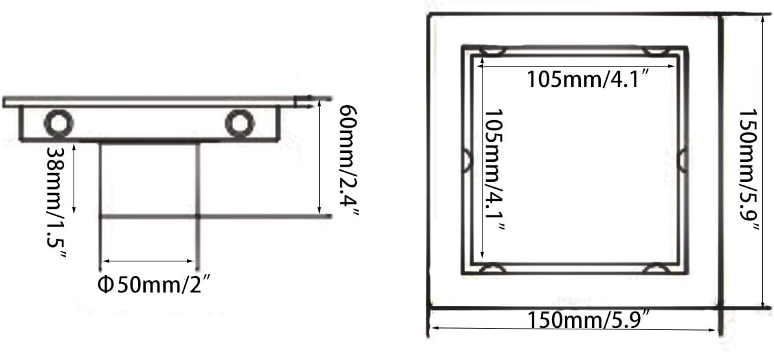 Random Black Square Drain with Tile Insert 6 Inch Cover
