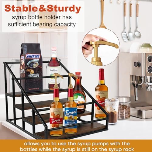 Coffee Syrup Rack Organizer 2 Packs 4 Tier 16 Bottle Holder