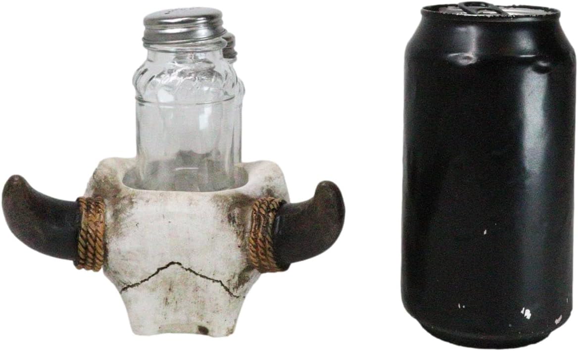 Ebros Gift Rustic Cow Skull Salt Pepper Shaker Set
