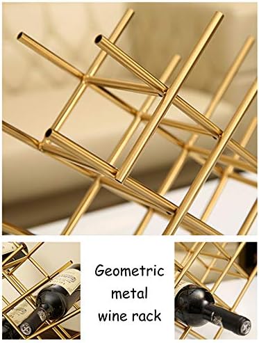 BOCbco Tabletop Wine Rack Rose Gold Iron Art Holds 13 Bottles