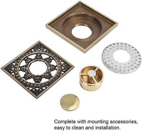 Yosoo Antique Brass Drain with Flower Carving