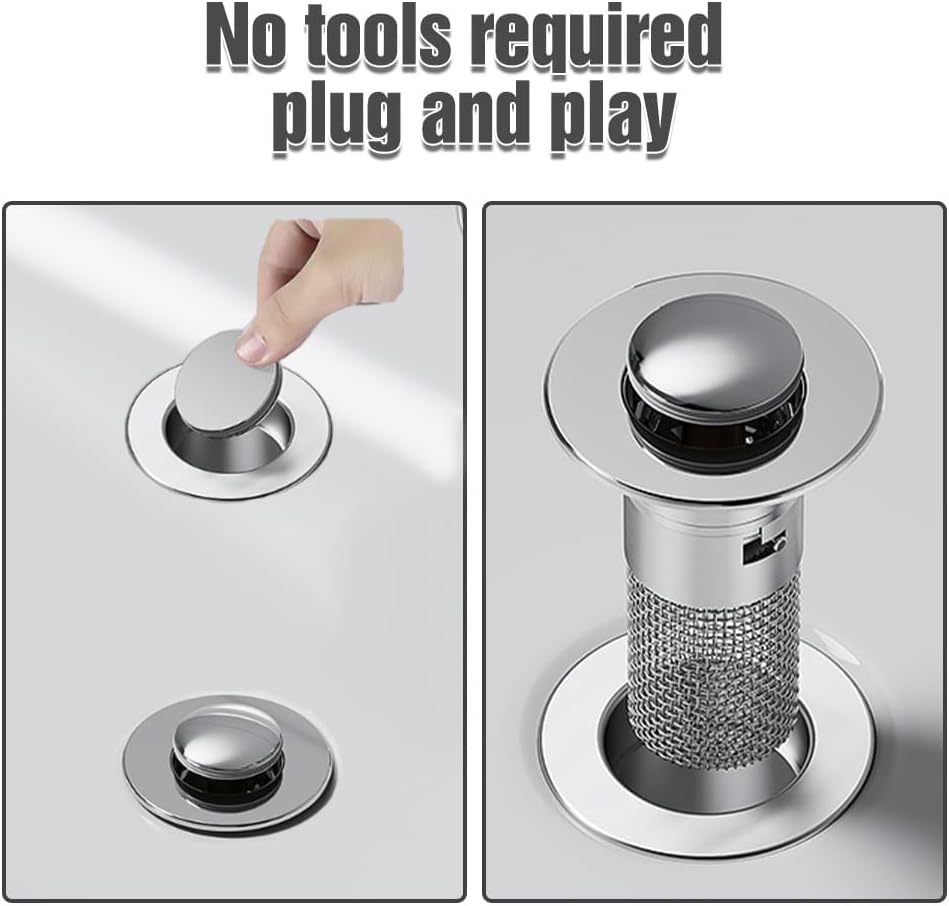 Bathroom Sink Drain Strainer with Two Sizes 2Pcs Hair Catcher