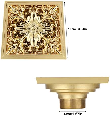 Antique Brass Square Floor Drain with Strainer