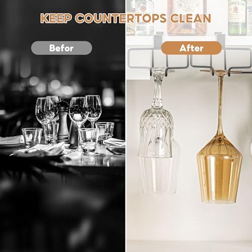 Under Cabinet Stemware Rack 2 Pack Heavy Duty Clamp On Wine Glass Hangers