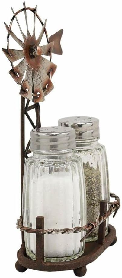 1 Set Of 65H Rustic Windmill Salt Pepper Shakers