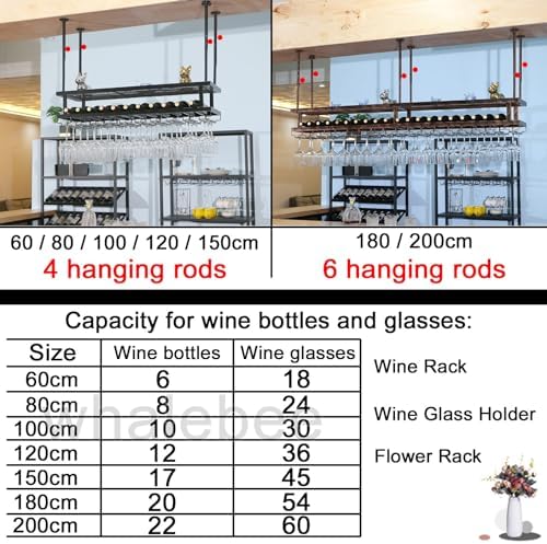 Whalebee Metal Wine Glass Holder Black Bronze Hanging Rack