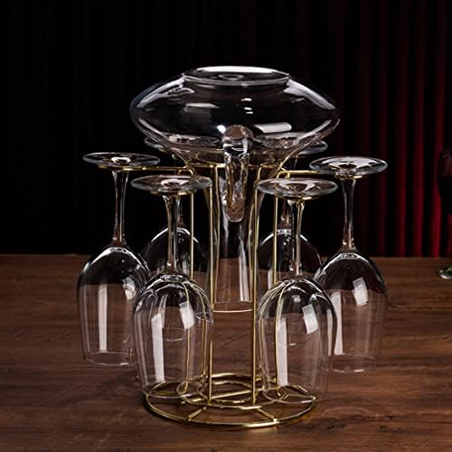 DOITOOL Wine Glass Holder Stand with 6 Hooks Gold