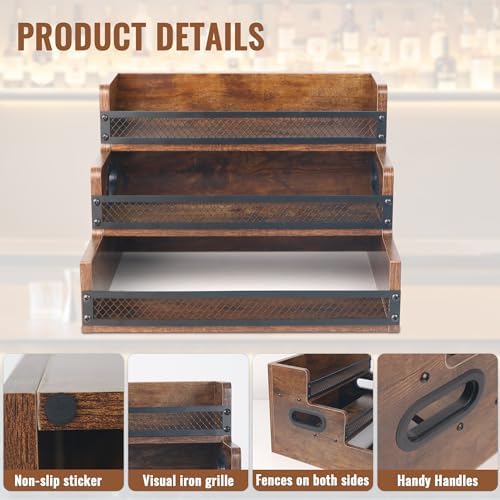 Alyoen 3 Tier Liquor Wine Rack with Fences Handles