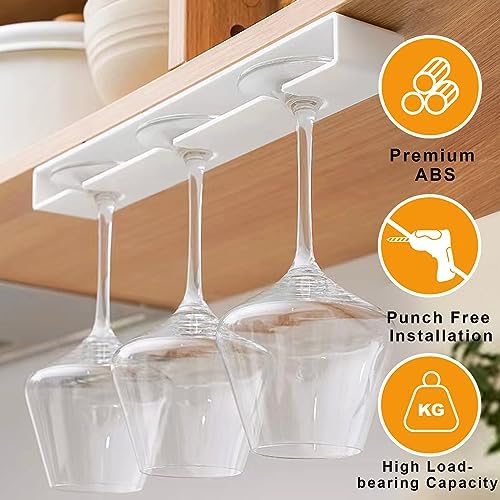 AQJUNONG 2 Pack Wine Glass Holder No Drilling Under Cabinet Rack 1