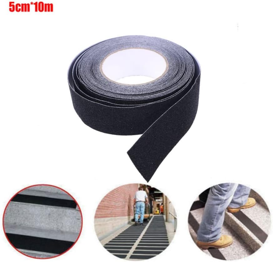 ULTECHNOVO Black Anti-Slip Tape 5cm x 10m Durable Safety Warning Tape