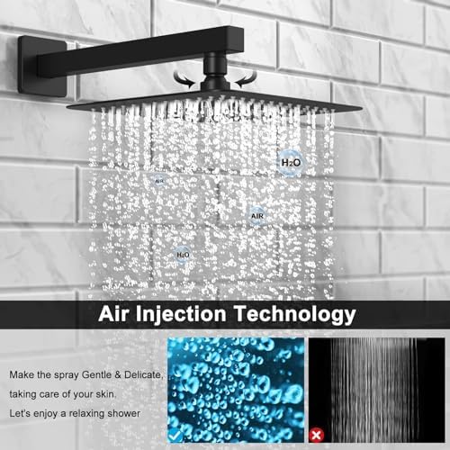 EMBATHER Black Rainhead Shower System Set