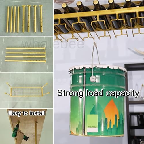 Whalebee Metal Wine Glass Ceiling Rack with 2 Tiers